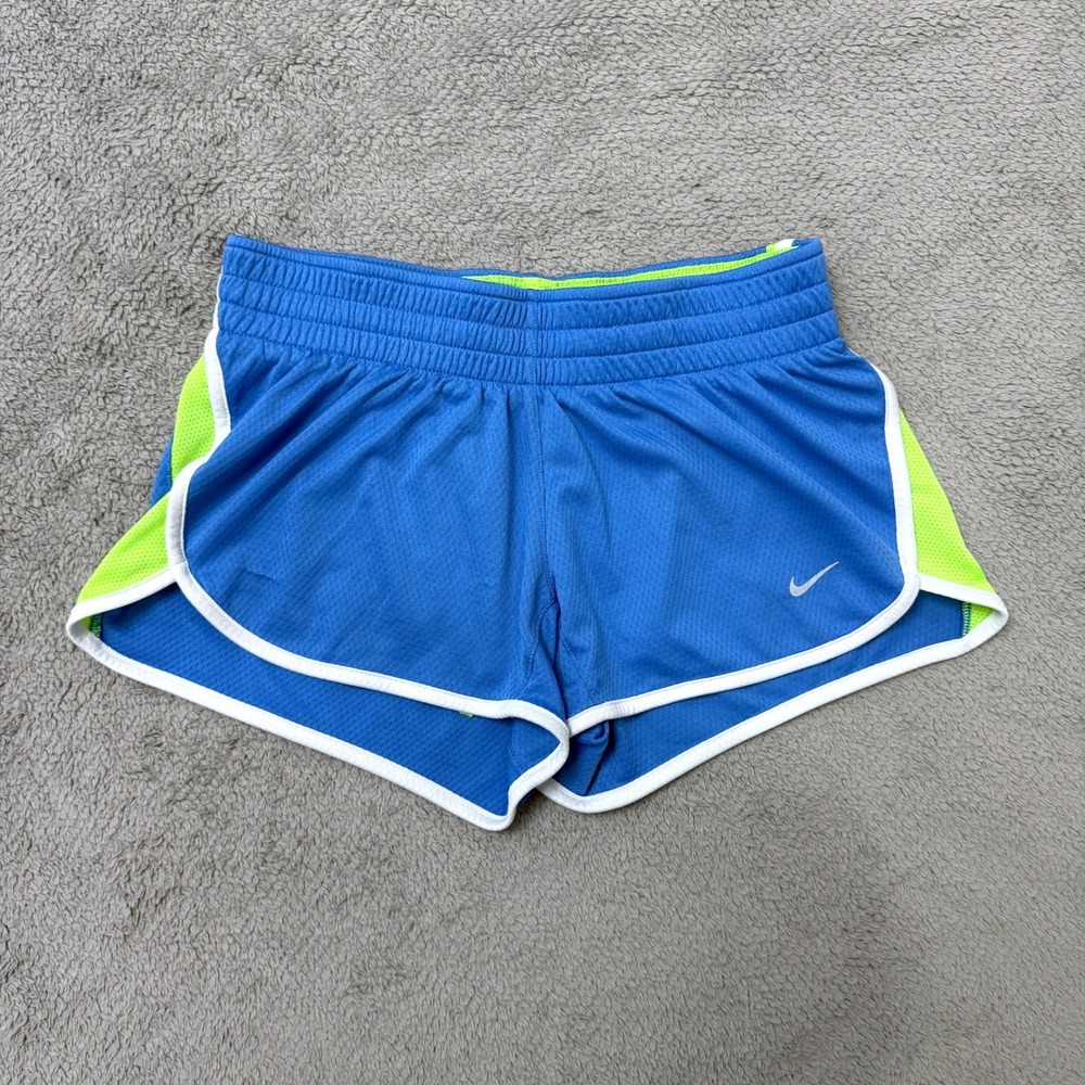 Nike Dri-FIT Running Shorts Girls XL Blue Neon Green Mesh Athletic Training